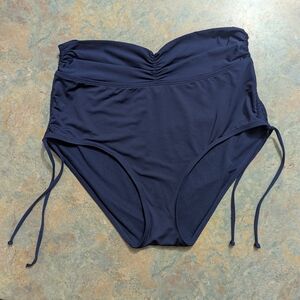 High-Waisted Navy Blue Bikini Bottom